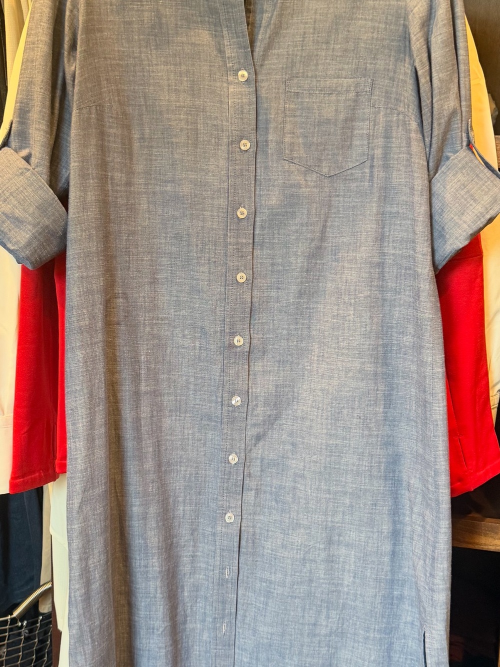 Classic Light Blue Womens Button-Down Shirt/ Dress